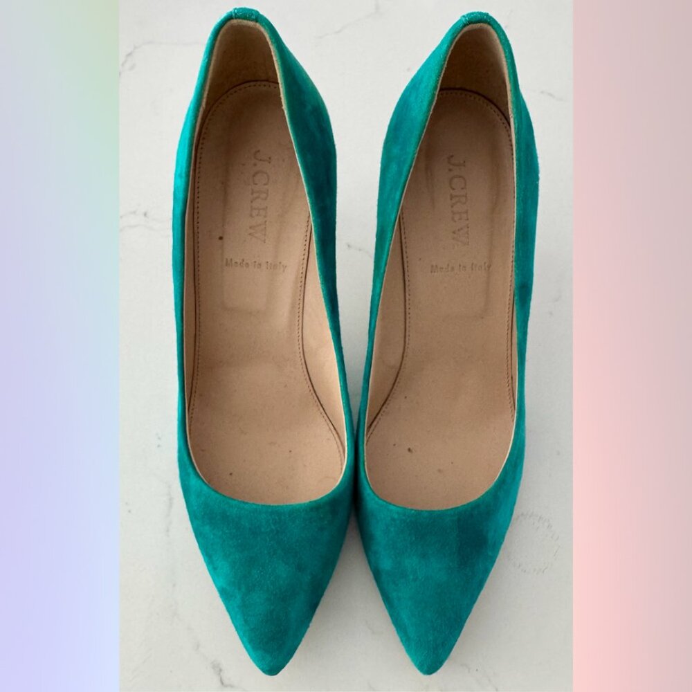 J.Crew Turquoise Suede Heels – Size 7.5